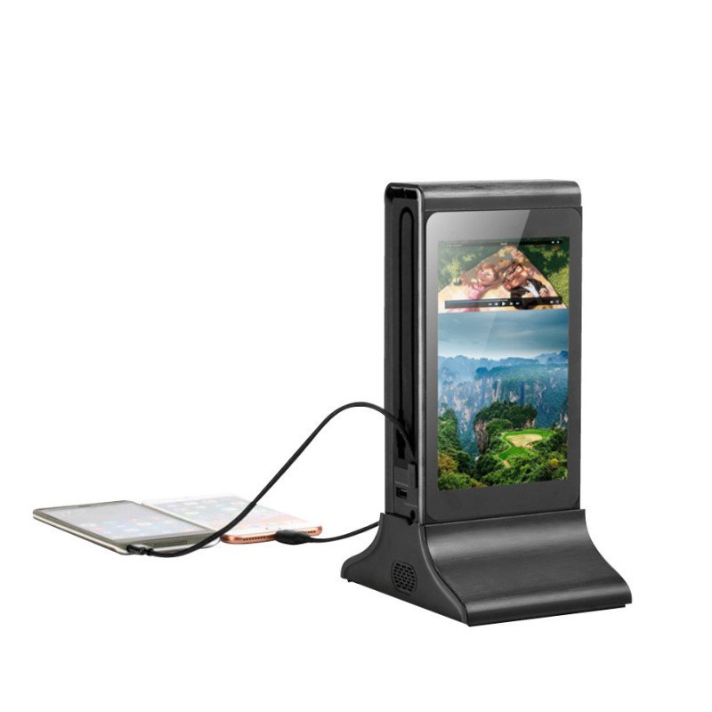 Mini kiosko para mesa, interactivo, con power bank, JC-Vision, pantall