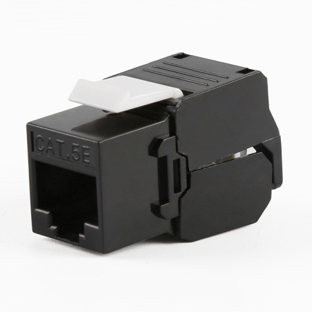 Módulo Jack keystone Cat 5e (toolless), con terminación en ángulo 180 º color negro, compatible con faceplate y patch panelLinke