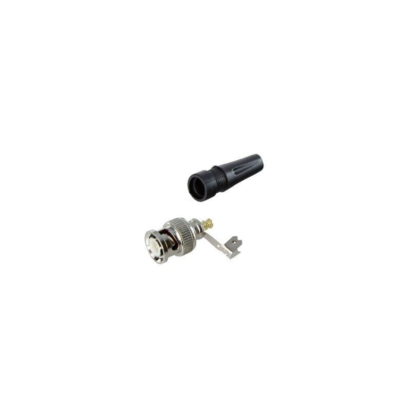 Conector BNC macho para cable coaxial RG59 con base negra de PVC