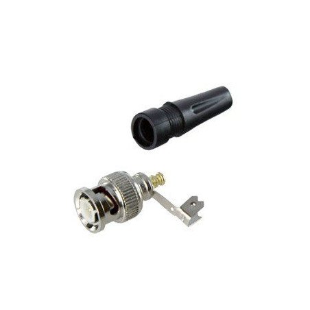 Conector BNC macho para cable coaxial RG59 con base negra de PVC