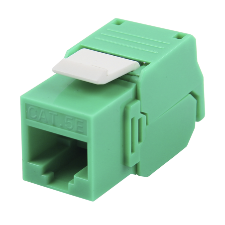 Módulo Jack keystone Cat 5e (toolless), con terminación en ángulo 180 º color verde, compatible con faceplate y patch panelLinke