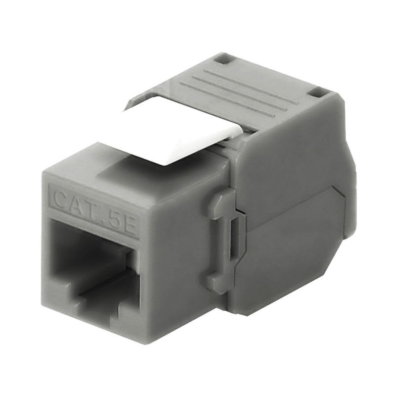 Módulo Jack keystone Cat 5e (toolless), con terminación en ángulo 180 º color gris, compatible con faceplate y patch panelLinked