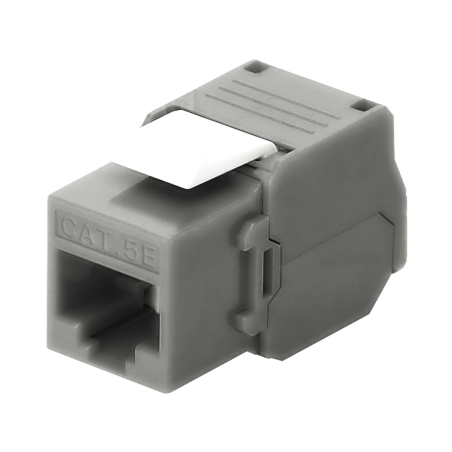 Módulo Jack keystone Cat 5e (toolless), con terminación en ángulo 180 º color gris, compatible con faceplate y patch panelLinked