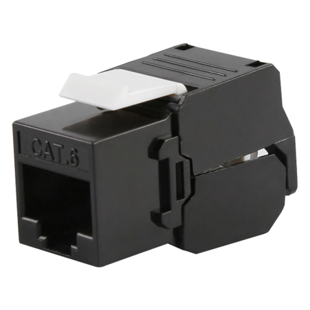 Módulo Jack keystone Cat 6 (toolless), con terminación en ángulo 180 º color negro, compatible con faceplate y patch panelLinked