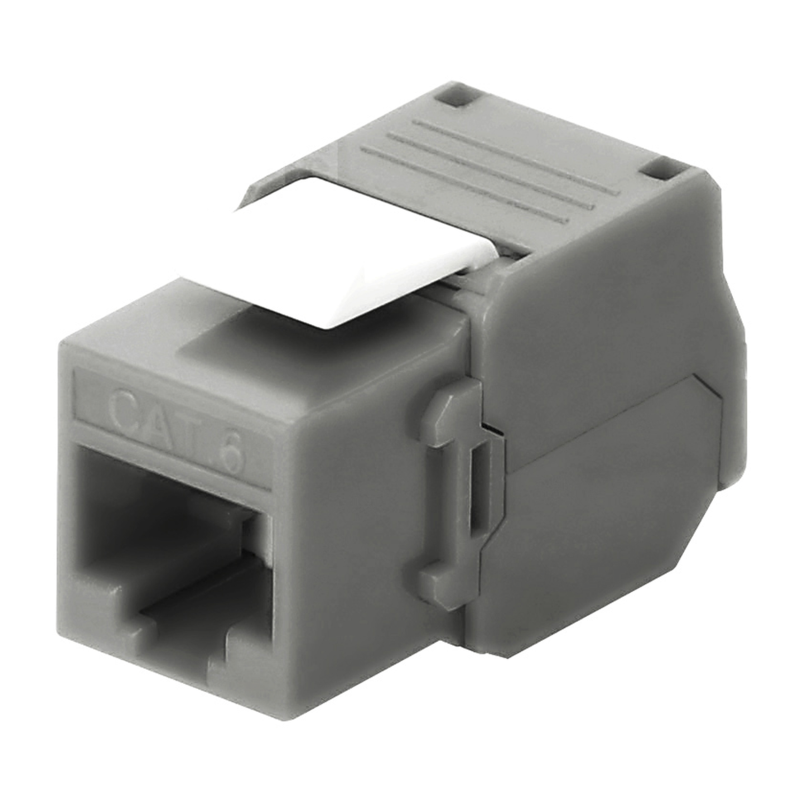 Módulo Jack keystone Cat 6 (toolless), con terminación en ángulo 180 º color gris, compatible con faceplate y patch panelLinkedP