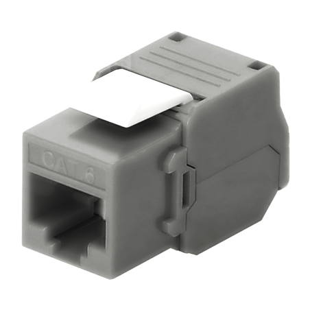 Módulo Jack keystone Cat 6 (toolless), con terminación en ángulo 180 º color gris, compatible con faceplate y patch panelLinkedP