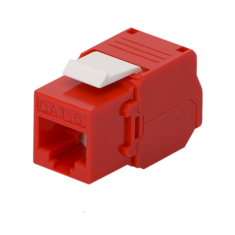 Módulo Jack keystone Cat 6 (toolless), con terminación en ángulo 180 º color rojo, compatible con faceplate y patch panelLinkedP