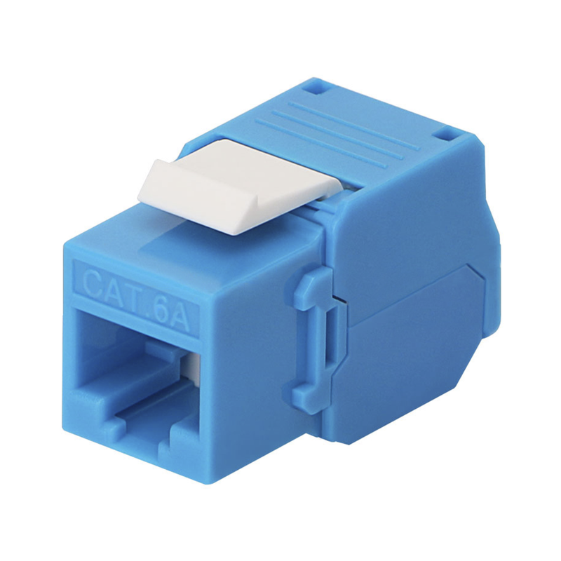 Módulo Jack keystone Cat 6a (toolless), con terminación en ángulo 180 º color azul, compatible con faceplate y patch panelLinked
