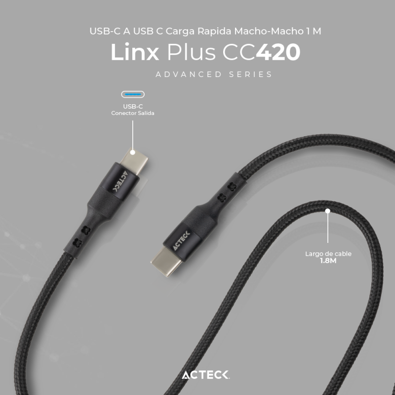 Cable USB C a USB C Linx Plus CC420 Acteck