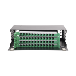 Distribuidor de fibra óptica con bandejas deslizables, Vacío, 19in, acepta 48 adaptadores "lc dúplex" o "lc simplex" o 48 "sc" s