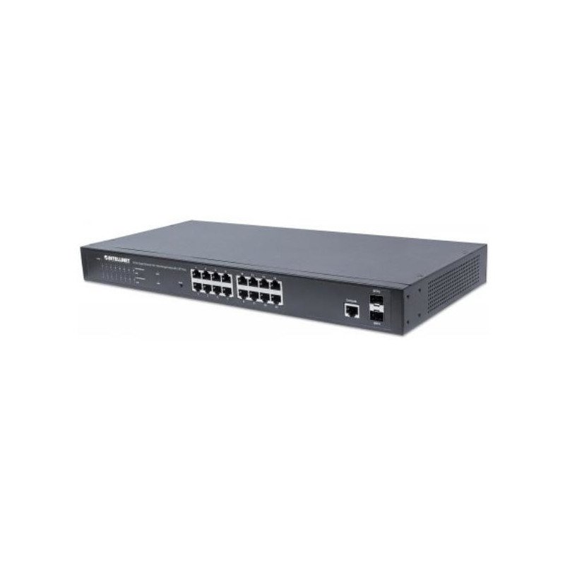 Switch PoE de 16 puertos GB Intellinet, 19", 30w/puerto, 220w, adminis