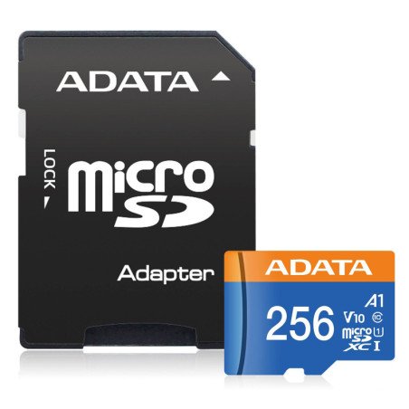 Micro SD 256GB Class 10 Adata Premier A1 UHS-I - 256 GB, 100 MB/s, 25