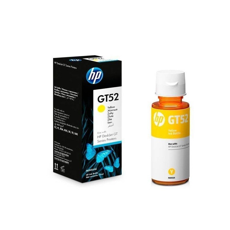 Botella de tinta original HP GT52 amarilla M0H56AL