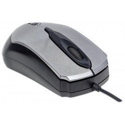 Mouse óptico USB Tres botones con rueda de desplazamiento modelo edge. 1000 DPI color gris