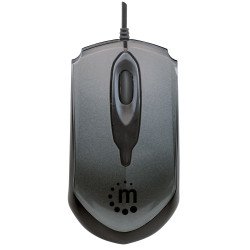 Mouse óptico USB Tres botones con rueda de desplazamiento modelo edge. 1000 DPI color gris