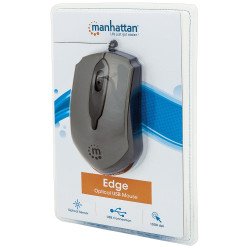 Mouse óptico USB Tres botones con rueda de desplazamiento modelo edge. 1000 DPI color gris