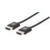 Cable HDMI ultra delgado Manhattan de alta velocidad con Ethernet HDMI m/m hec, arc, 3d, 4k blindado color negro 1m (3ft)