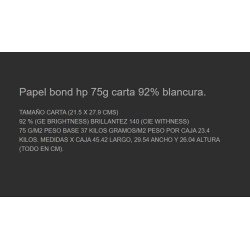 Papel bond HP 75g carta 92% blancura.