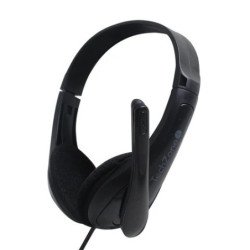 Audífono de diadema multimedia TechZone con micrófono negro con rojo