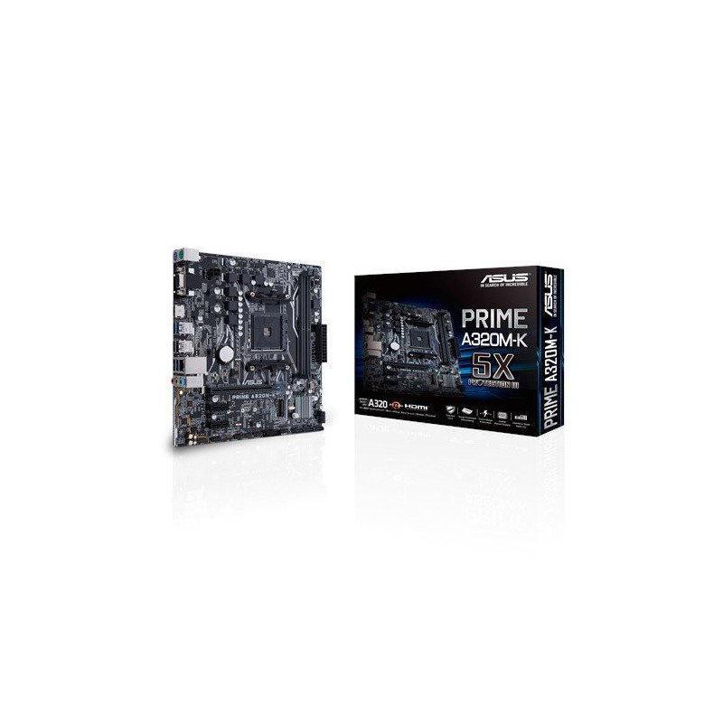Tarjeta madre Asus Prime A320M-K AMD S-AM4 Ryzen, 2x DDR4 3200 (OC), requiere tarjeta de video, 4x USB3.1, micro ATX, PC Tarjeta madre Asus Prime A320M-K AMD S-AM4 Ryzen, 2x DDR4 3200 (OC), requiere tarjeta de video, 4x USB3.1, micro ATX, PC