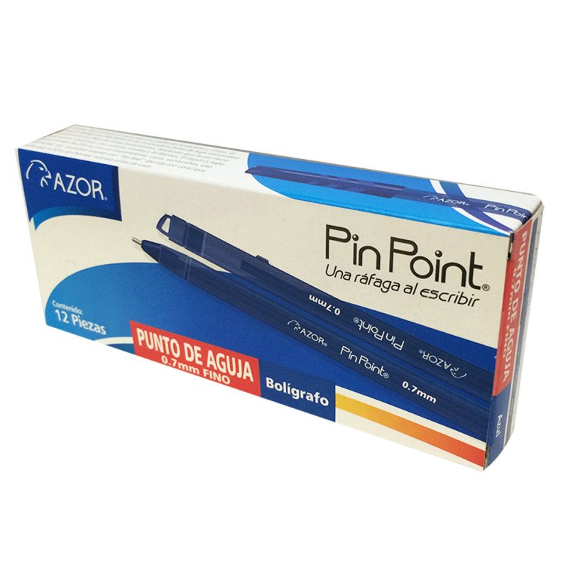 Pluma pinpoint Azor 6810AZ, azul 0.7 con 12