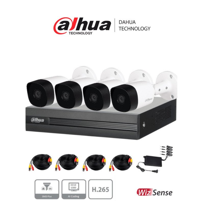 Dahua Technology DH-KIT/XVR1B04H-I/4-B2A51N-0280B-S2 kit de videovigilancia Alámbrico 4 canales