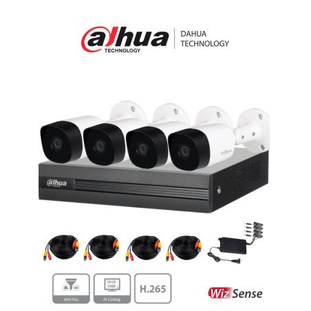 Dahua Technology DH-KIT/XVR1B04H-I/4-B2A51N-0280B-S2 kit de videovigilancia Alámbrico 4 canales