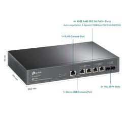 TP-Link TL-SX3206HPP switch Gestionado L2+ 10G Ethernet (100/1000/10000) Energía sobre Ethernet (PoE) Negro