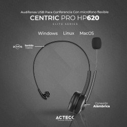 Audífono USB con Micrófono Flexible On Ear Centric Pro HP620 Elite Ser