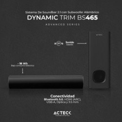 Barra de sonido Acteck Dynamic trim BS465, subwoofer alámbrico, blueto