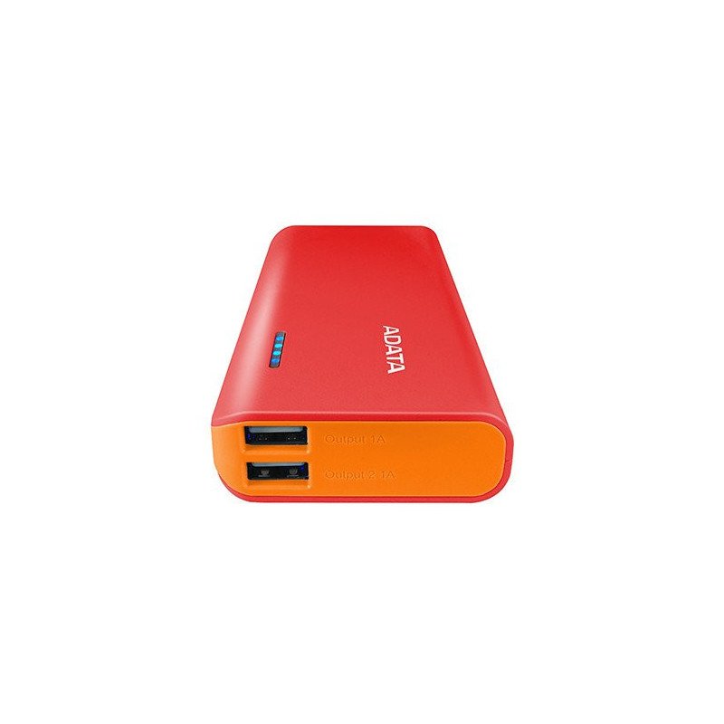 Batería de respaldo Power bank Adata PT100 10000mah/linterna/2 USB 1a/2a/indicador de carga/rojo