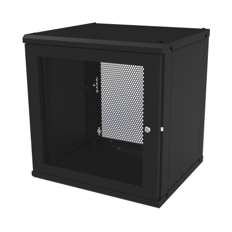 Gabinete de pared fijo, puerta perforada, rack 19in, de 12 unidades de rack
