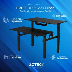 Escritorio Ergonómico Doble ERGO DESK V2 ED727 Acteck