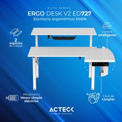 Escritorio Ergonómico Doble ERGO DESK V2 ED727 Acteck