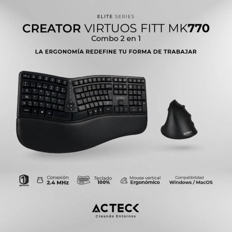 Kit Teclado y Mouse Acteck Creator Vituos Fitt MK770 Elite Series