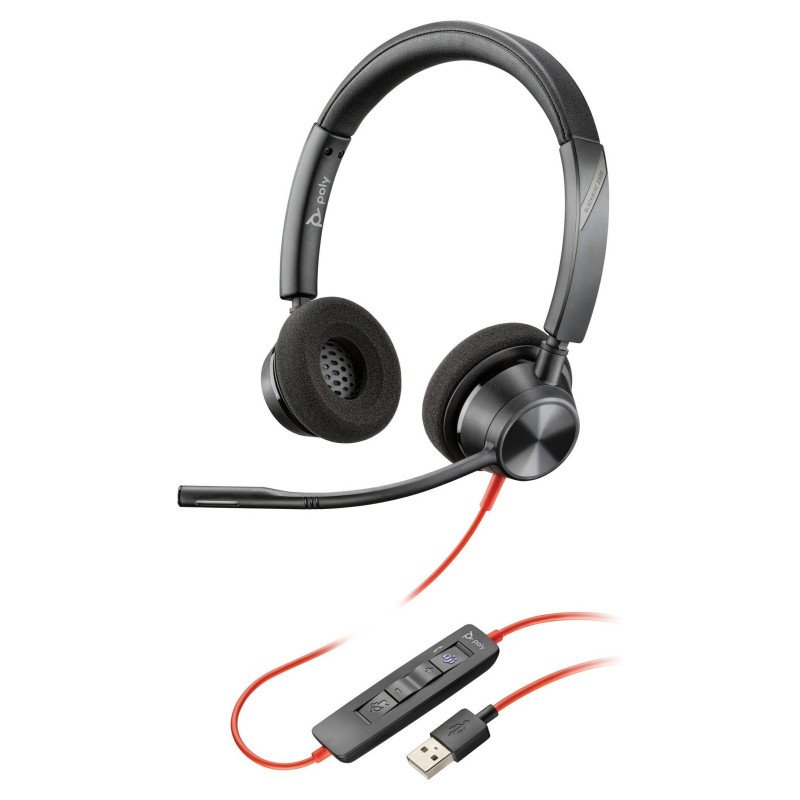 Auriculares Poly Blackwire 3325 Cableado Sobre la oreja Estéreo - Negro - Certificación Microsoft Teams - Binaural - Cerrado - 3