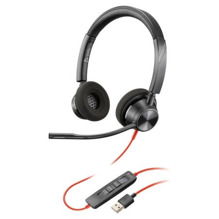 Auriculares Poly Blackwire 3325 Cableado Sobre la oreja Estéreo - Negro - Certificación Microsoft Teams - Binaural - Cerrado - 3
