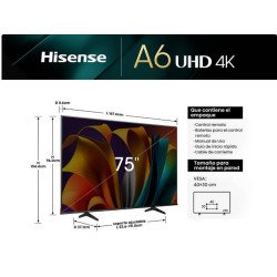 Televisor Hisense 75A6N - 75 pulgadas, LED 4K UHD, 3840 x 2160