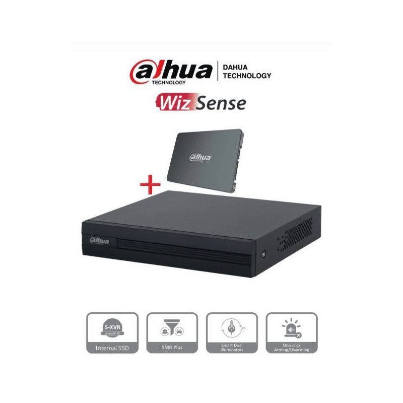 DVR de 4 canales 1080p Lite, Con disco SSD de 512GB