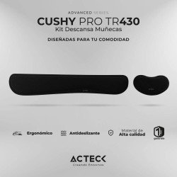 Kit descansa muñecas Acteck mousepad cushy pro tr430, ergonómico, memo