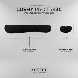 Kit descansa muñecas Acteck mousepad cushy pro tr430, ergonómico, memo