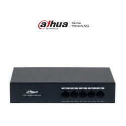 Switch con 4 puertos Gigabit PoE y 1 puerto RJ45 10/100/1000 Mbps. Ofr