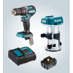 Kit DHP487 rotom. + DRT50 fresadora multifuncional, li-ion m, bl bat 5 ah y carg rápido dc18sd
