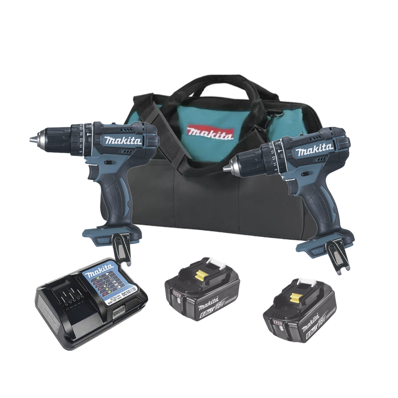 Kit (dHP482z rotom.+ dtw181z pistola impacto) 2 baterías de 3 ah y cargador estuche de lona18v