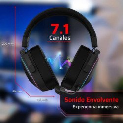 Audífonos gamer Aeon Expert HS1100, diadema inalámbricos, BT 5.3, dong