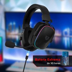 Audífonos gamer Aeon Expert HS1100, diadema inalámbricos, BT 5.3, dong