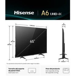 Televisor Hisense 65A65NV, 65 pulgadas, LED 4K UHD, 3840 x 2160 Pixeles, VIDAA SMART TV