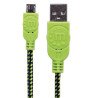 Cable USB v2 a-micro B, blíster, textil 1.0m negro, verde