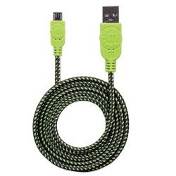Cable USB v2 a-micro B, blíster, textil 1.0m negro, verde