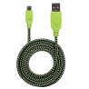 Cable USB v2 a-micro B, blíster, textil 1.0m negro, verde